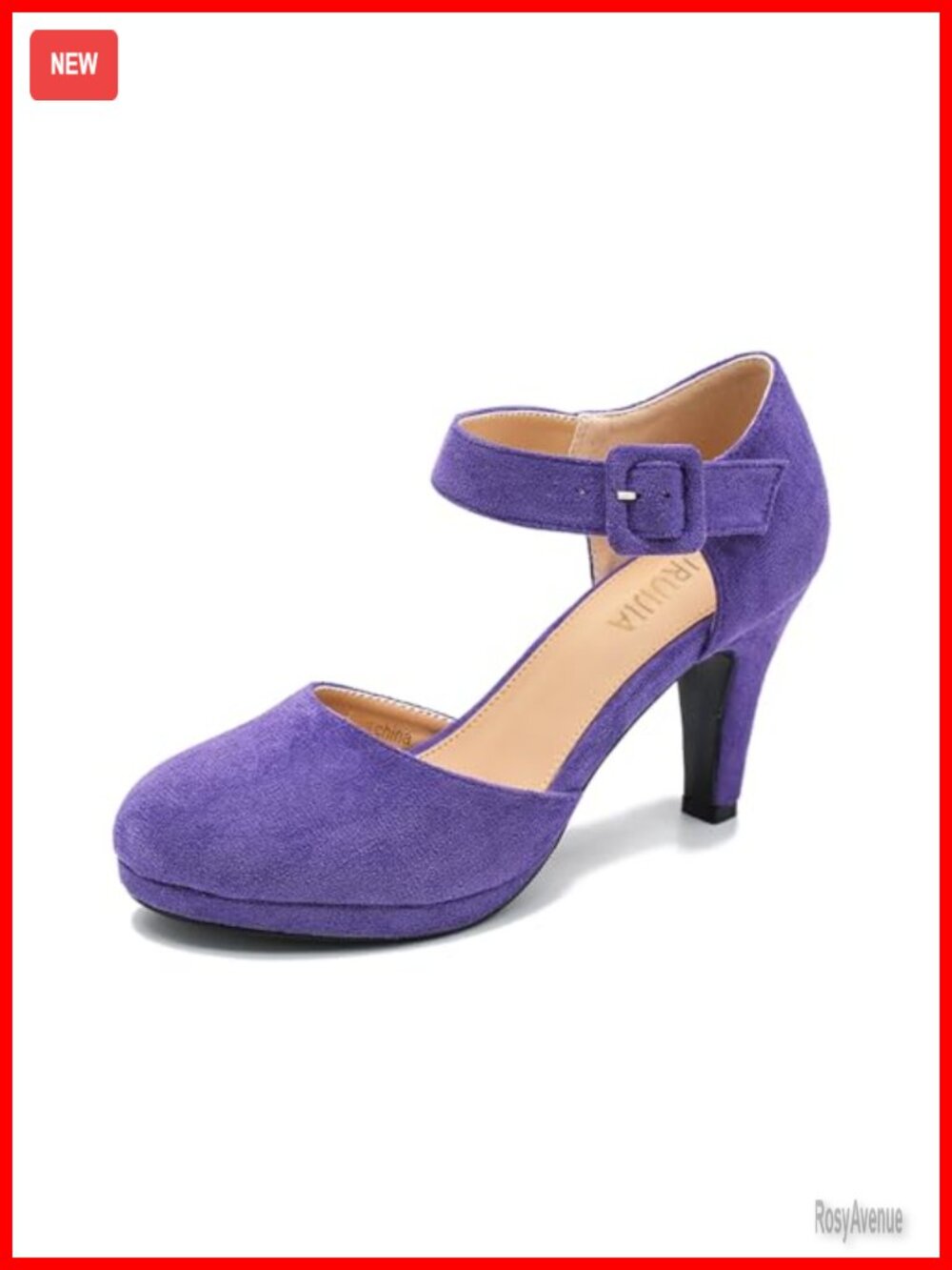 Mary Jane Heels Platform Pumps Closed Toe Suede Ankle Strap Dress Shoes